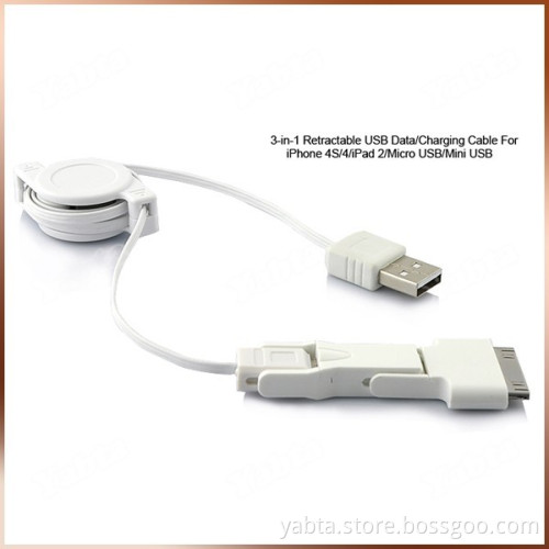 For Iphone 5 Iphone 4 Micro USB Multi Charger Cable Retractable 3 In 1 USB Cable
